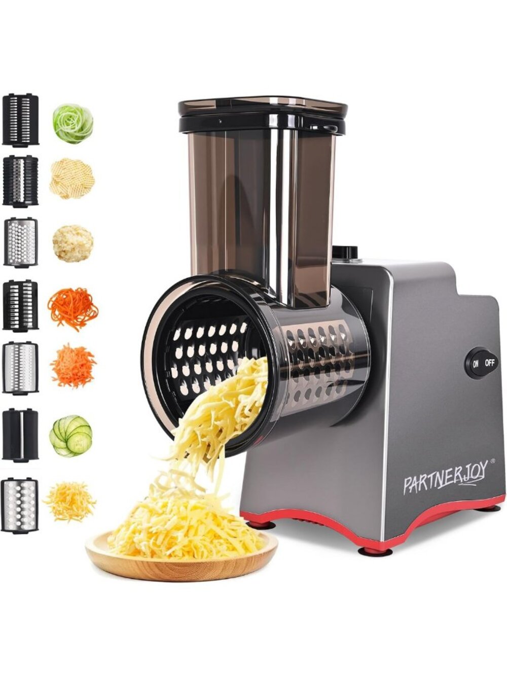 Versatile 7-in-1 Electric Cheese Grater & Vegetable Slicer - Shred, Slice
